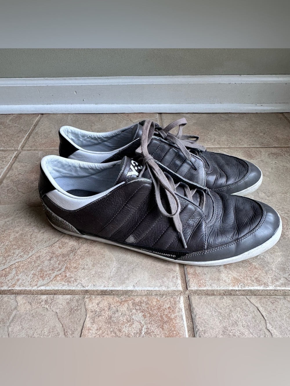 Adidas Y-3 Yohji Yamamoto Honja Low Gray Leather Shoes Sneakers 2012